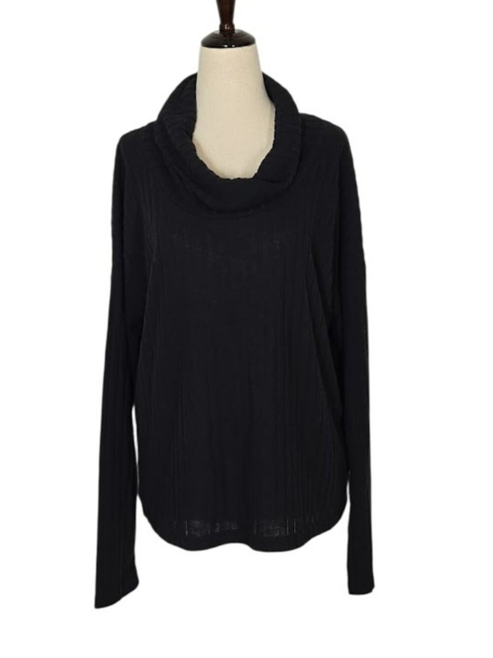 BP Women’s XL Black Ribbed Cowl Neck Long Sleeve Lightweight Top